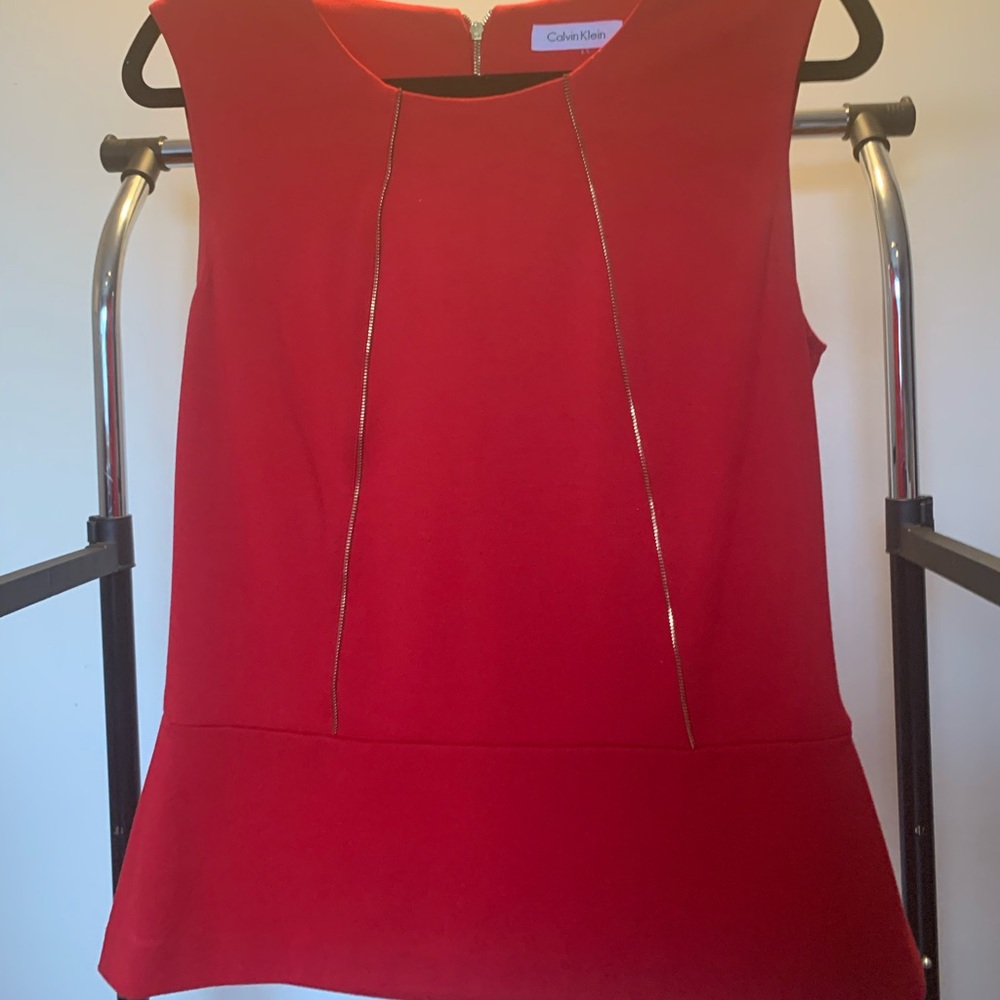 Red sleeveless Calvin Klein top, size 8-10.  Excellent condition